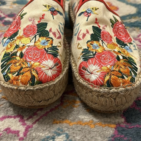 Johnny Was Floral Embroidered Andra Platform Espadrille Slide On Flat Size 8 - Picture 9 of 13